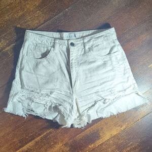 Cello White Jean Shorts Distressed